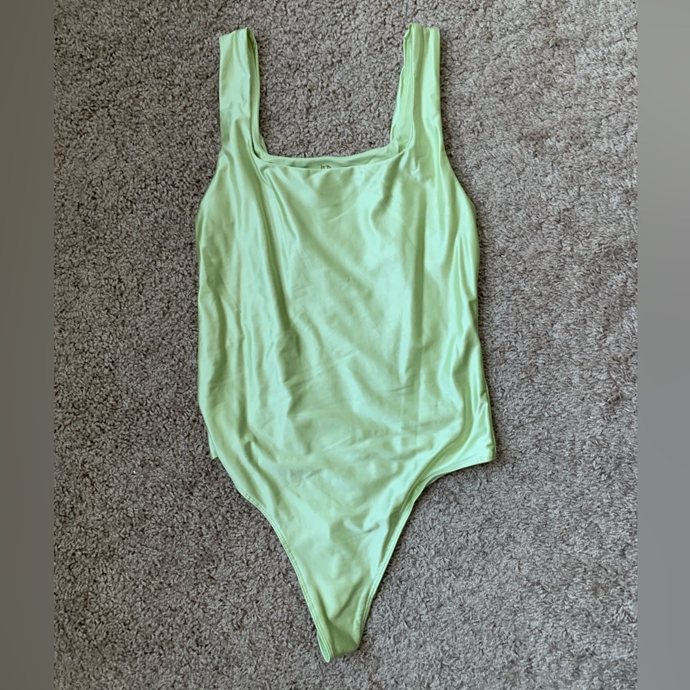 House of Harlow Lime Green Satin Bodysuit